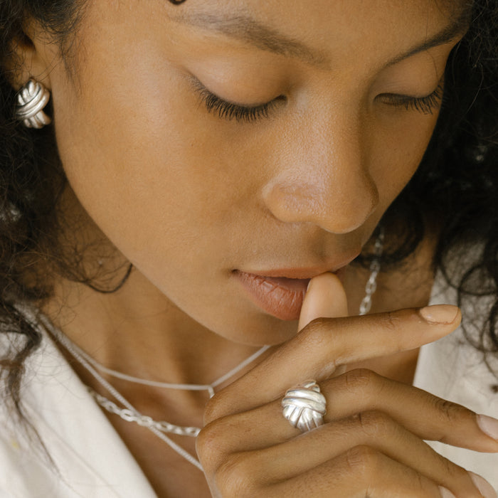Sustainable Jewellery Tina Turner Plaited Earrings - Silver