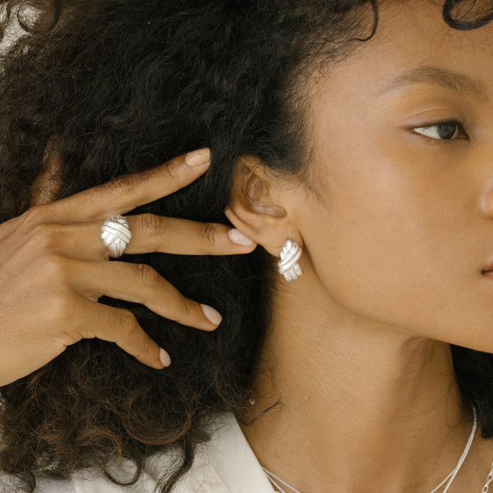 Sustainable jewellery Tina Turner Plaited Ring - Silver