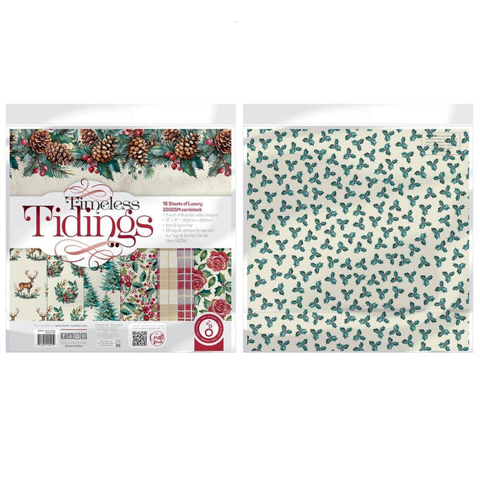 Tonic Studios - Art Pad 12"x12" - Timeless Tiding. 18 Sheets of luxury 200gsm cardstock. 2 each of 9 double sided designs, acid and lignin free. Available at Embellish Away located in Bowmanville Ontario Canada.