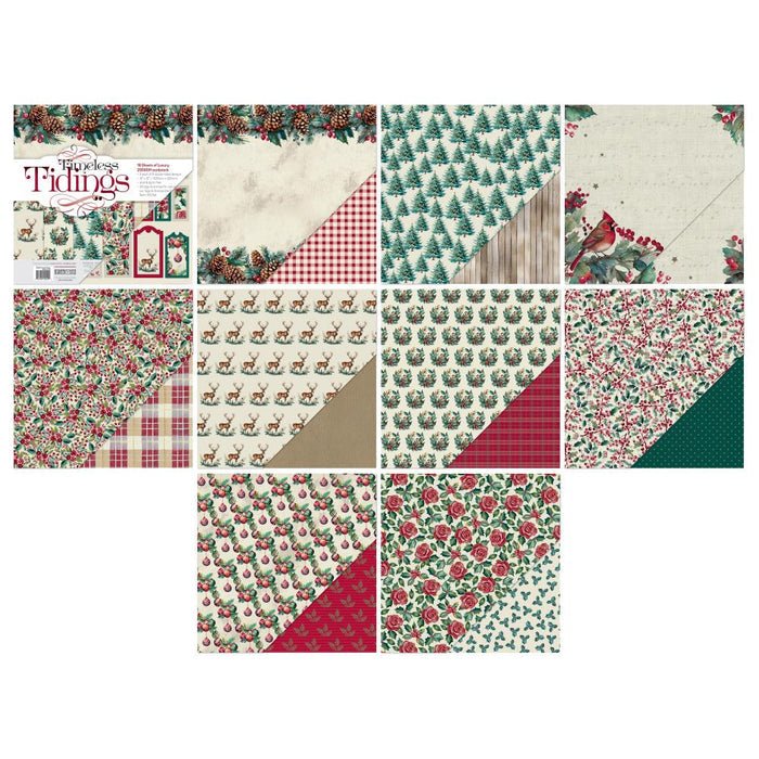 Tonic Studios - Art Pad 12"x12" - Timeless Tiding. 18 Sheets of luxury 200gsm cardstock. 2 each of 9 double sided designs, acid and lignin free. Available at Embellish Away located in Bowmanville Ontario Canada.