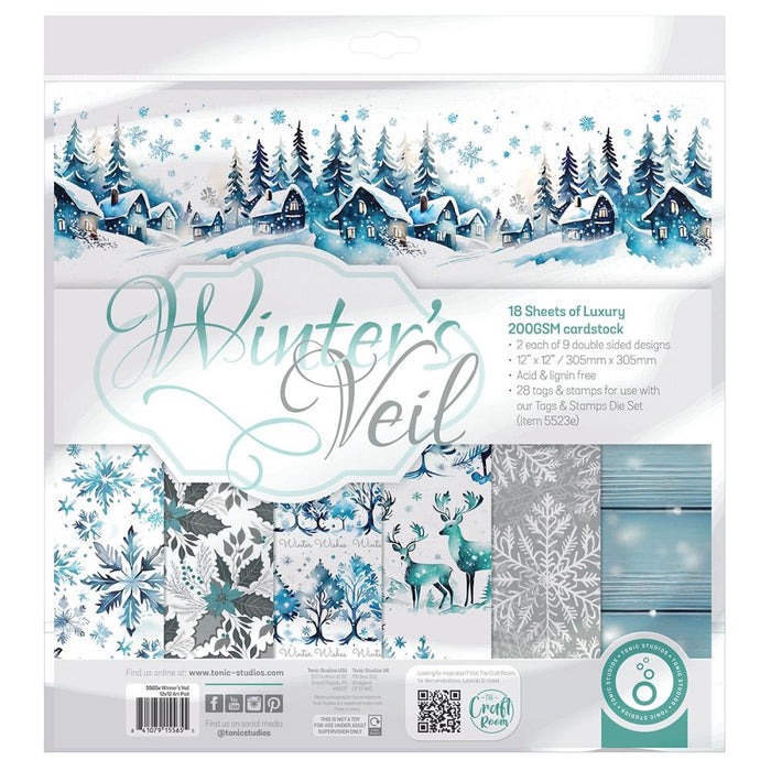 Tonic Studios - Art Pad 12"x12" - Winter's Veil. Introducing the Winter's Veil collection, featuring outstanding products and imagery that beautifully capture the essence of a winter's night. Available at Embellish Away located in Bowmanville Ontario Canada.