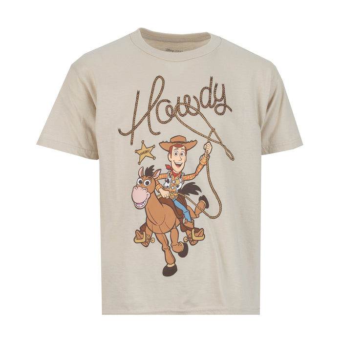 Youth sand graphic T-shirt with cowboy character and large front print