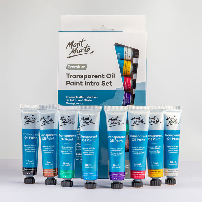 Transparent Oil Paint Intro Set Premium 8pc x 18ml (0.6 US fl.oz)