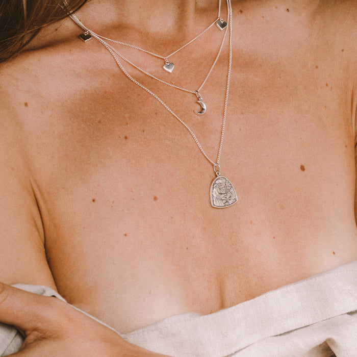 Luna & Rose Triple Heart of Gold Necklace - (Silver)
