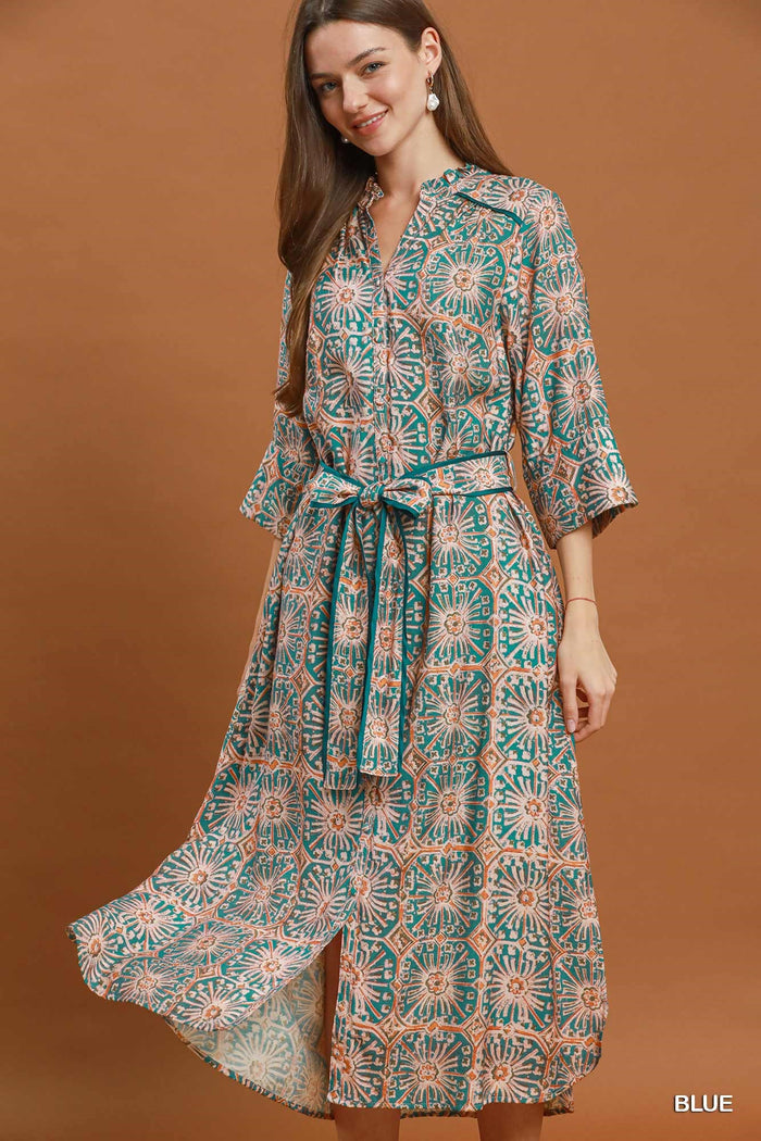 Umgee Abstract Print Midi Dress