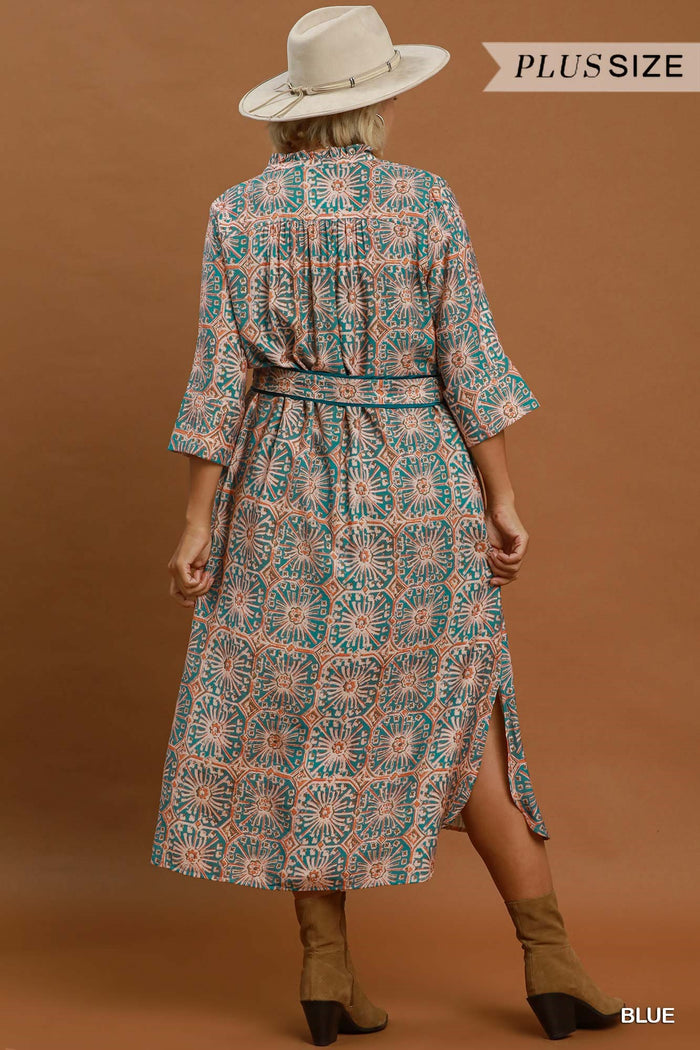 Umgee Abstract Print Midi Dress