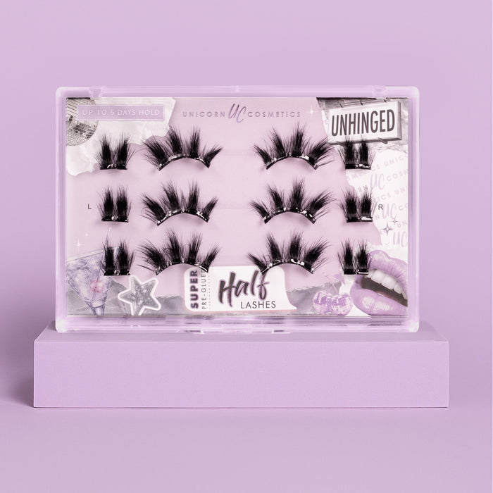 Unhinged Super Pre-Glued Half Strip Lash - Unicorn Cosmetics