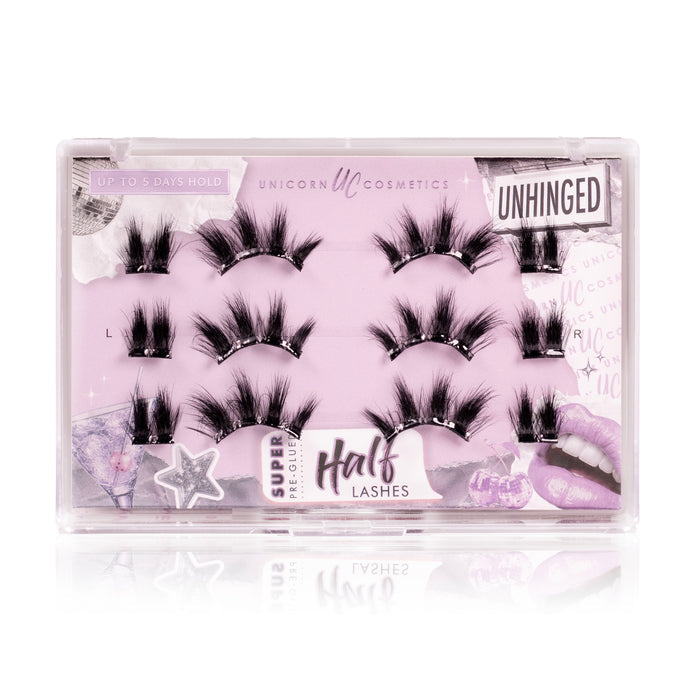 Unhinged Super Pre-Glued Half Strip Lash - Unicorn Cosmetics