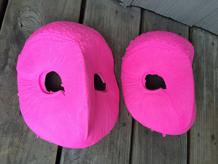 UV REACTIVE PINK OWL MASK