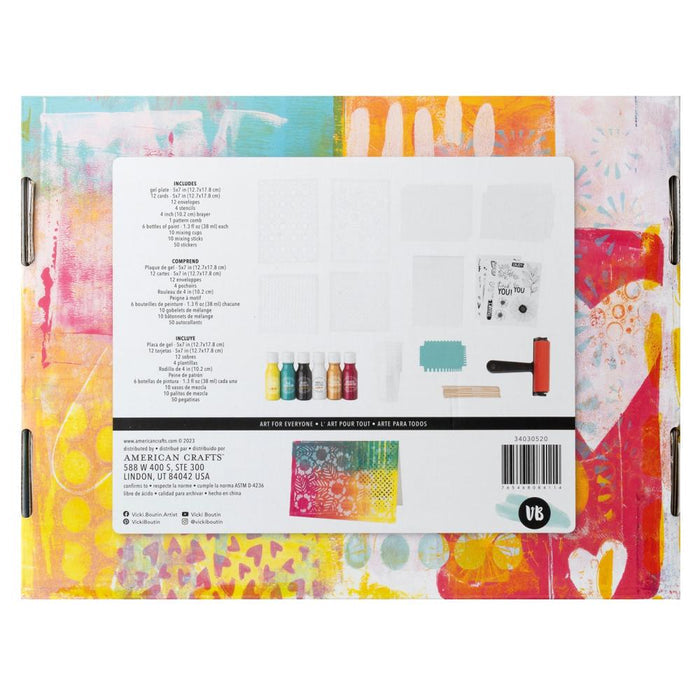 Vicki Boutin - Mixed Media - Card Kit - Gel Print. The user-friendly Gel Press plate makes printmaking accessible to everyone. Simply apply paint, press, and reveal your creations effortlessly. Available at Embellish Away located in Bowmanville Ontario Canada.
