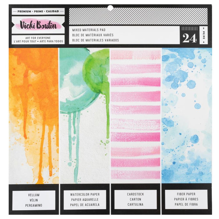 Vicki Boutin - Paper Pad 12"X12" - Mixed Media - 24/Pkg. Immerse yourself in the Vicki Boutin Mixed Media Collection, where creativity knows no bounds. Available at Embellish Away located in Bowmanville Ontario Canada.