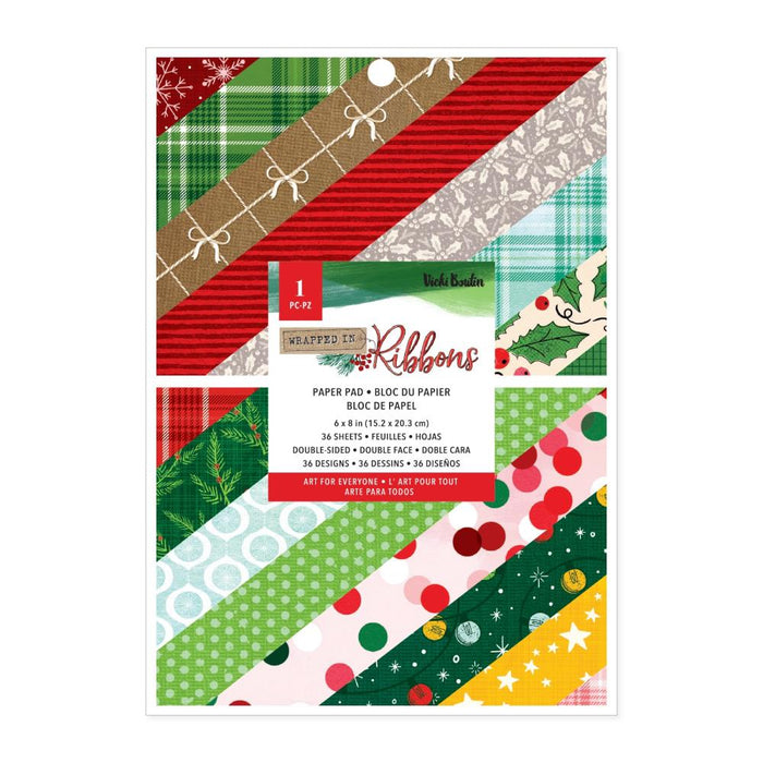 Vicki Boutin - Paper Pad 6"X8" - 36 Sheets - Wrapped In Ribbons. Available at Embellish Away located in Bowmanville Ontario Canada.
