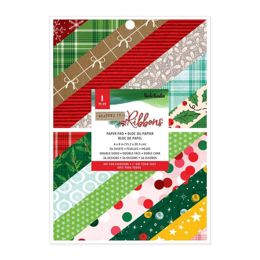 Vicki Boutin - Paper Pad 6"X8" - 36 Sheets - Wrapped In Ribbons. Available at Embellish Away located in Bowmanville Ontario Canada.