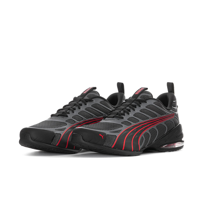 Men's Voltra running shoes, dark gray with red racing stripes and black Air sole