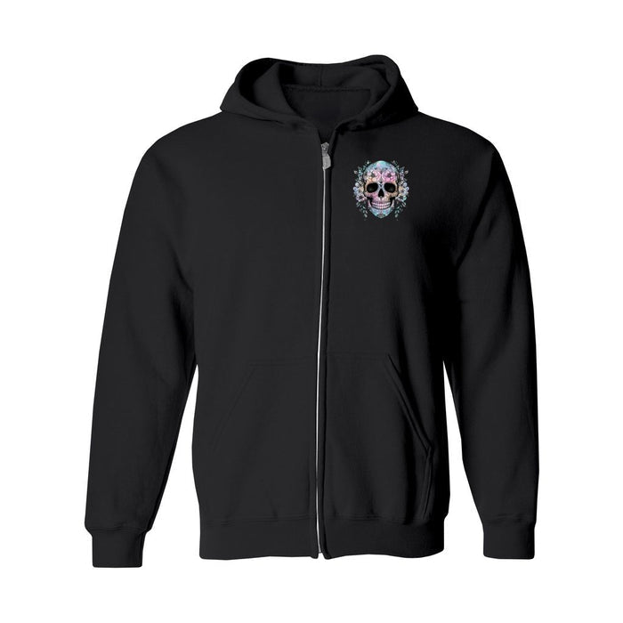 Watercolor Skull Zip Up Hoodie (Front & Back design)