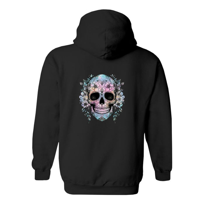 Watercolor Skull Zip Up Hoodie (Front & Back design)