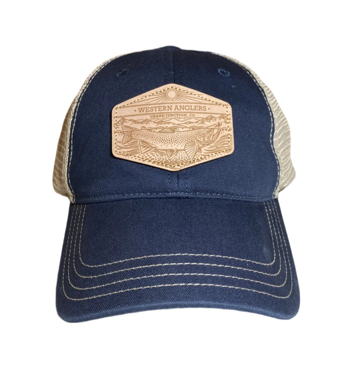 Western Anglers - Richardson Hat - Leather Patch - Navy/Khaki