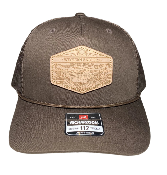 Western Anglers - Richardson Trucker Hat - Leather Patch - Brown