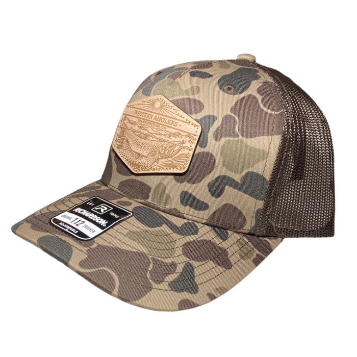 Western Anglers - Richardson Trucker Hat - Leather Patch - Camo