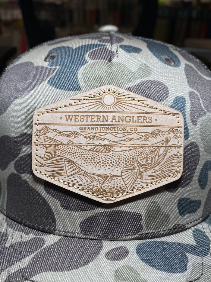 Western Anglers - Richardson Trucker Hat - Leather Patch - Camo