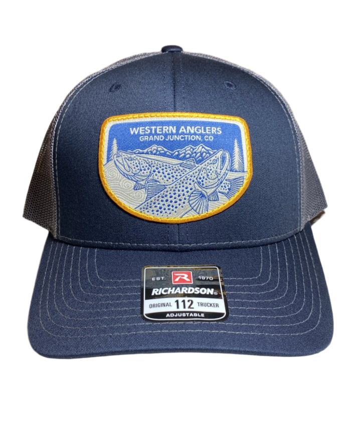Western Anglers - Richardson Trucker Hat - Midnight Sippers Woven Patch -Navy/Charcoal
