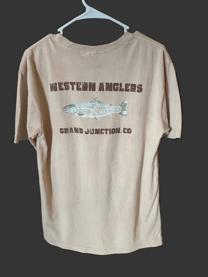 Western Anglers Logo Trout T Shirt - Plaster Tan