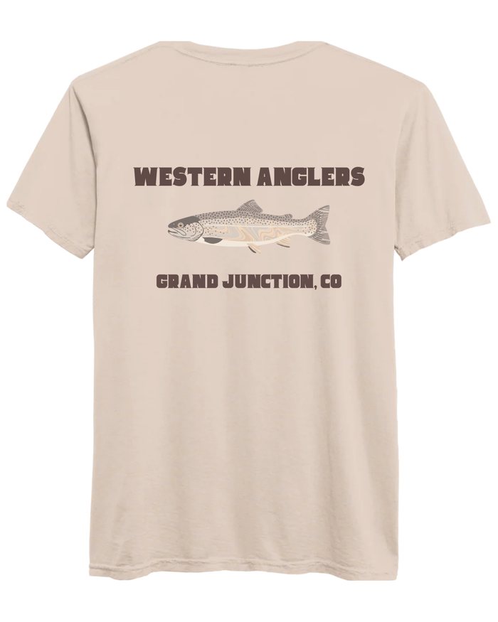 Western Anglers Logo Trout T Shirt - Plaster Tan