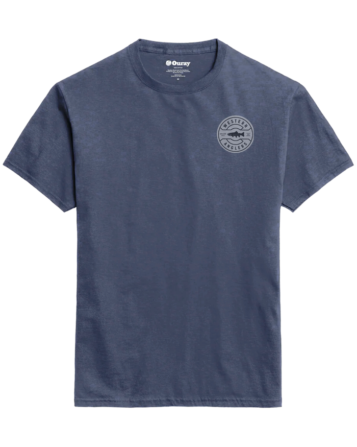 Western Anglers Logo Trout T Shirt - Washed Denim Blue