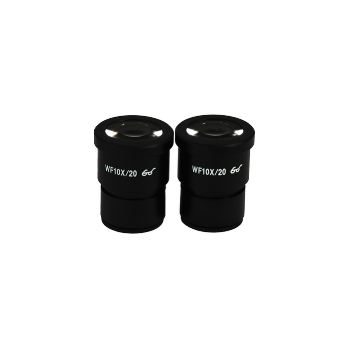 WF 10X Widefield Microscope Eyepieces, High Eyepoint, 30mm, FOV 20mm (Pair), SKU SZ05033211, three quarter front view
