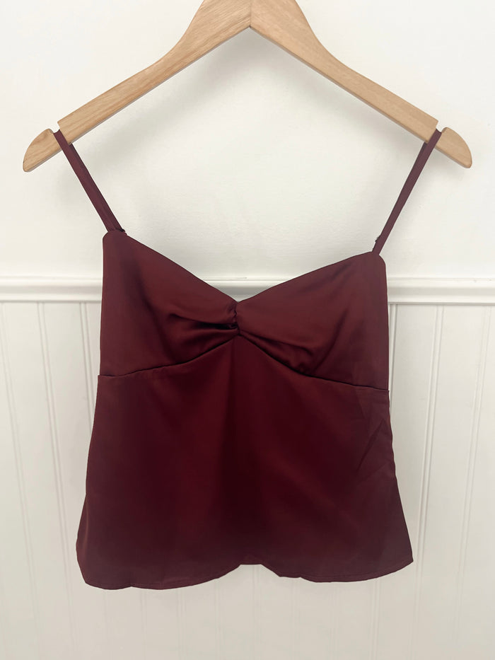 Willow Satin Cami - Burgundy
