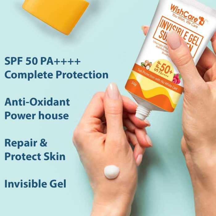 Wishcare Invisible Gel SPF50+ Sunscreen 50gm