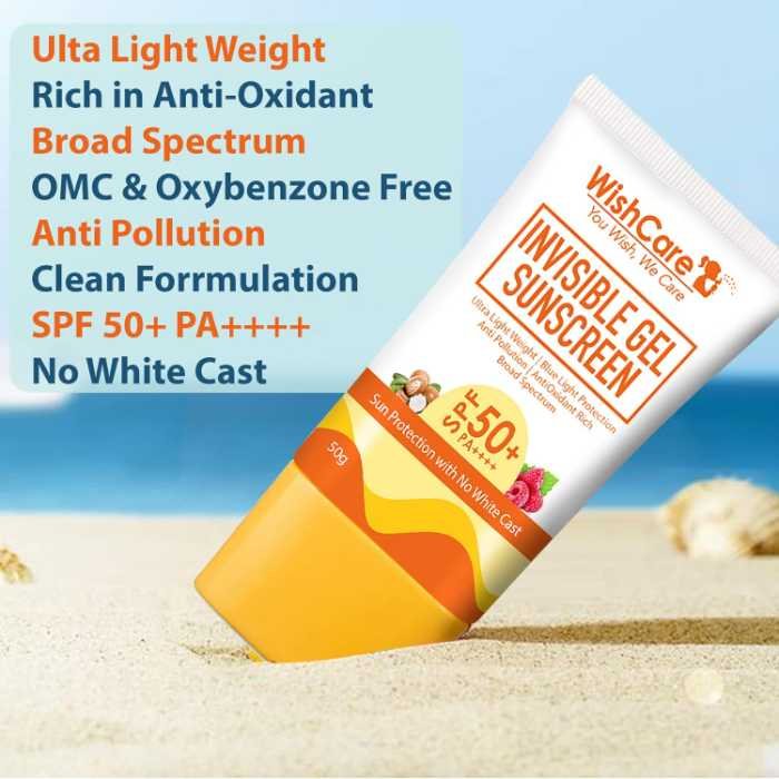 Wishcare Invisible Gel SPF50+ Sunscreen 50gm