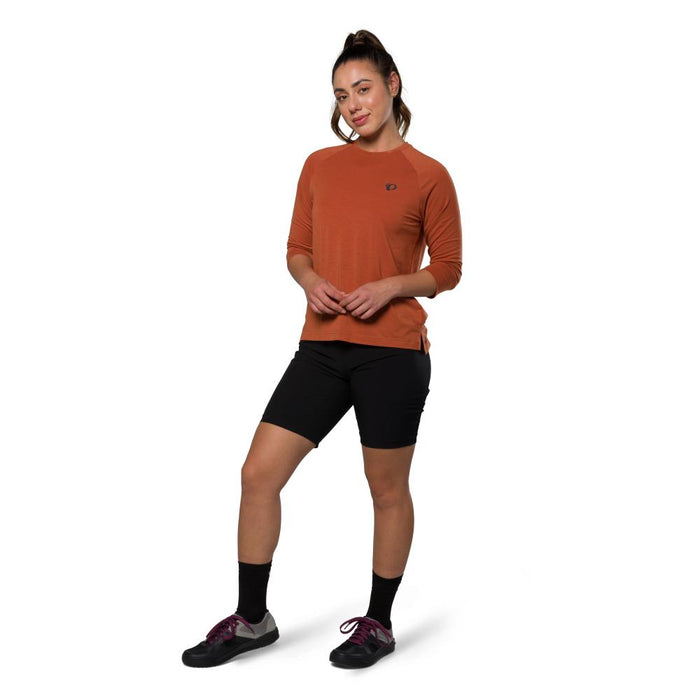 color:CLAY||view:SKU Image On Body||gender:Women||seo:Women's Canyon Merino 3/4 Sleeve Jersey