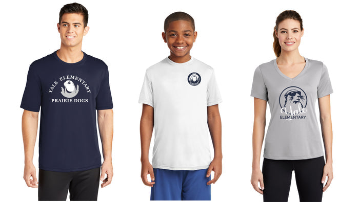 Yale Elementary Wicking Short Sleeve Tee- 4 designs- Adult, Ladies, Youth Sizes