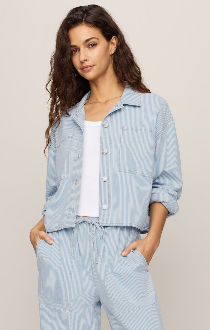 Z Supply Erin Railroad Jacket – Striped Denim Utility Jacket