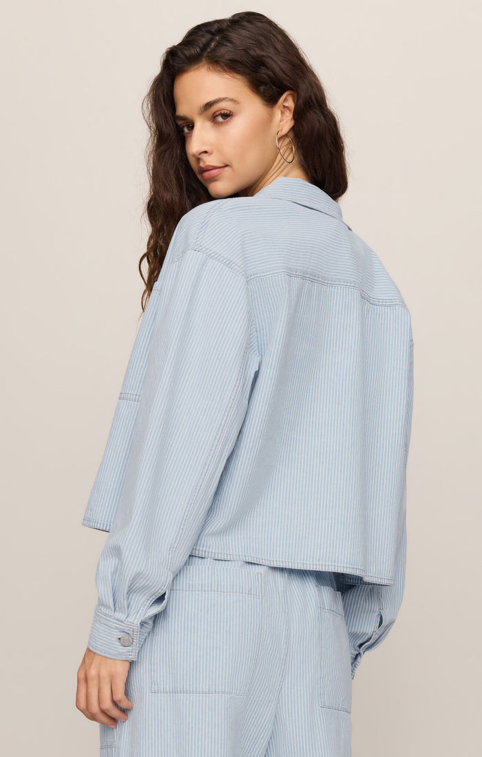 Z Supply Erin Railroad Jacket – Striped Denim Utility Jacket