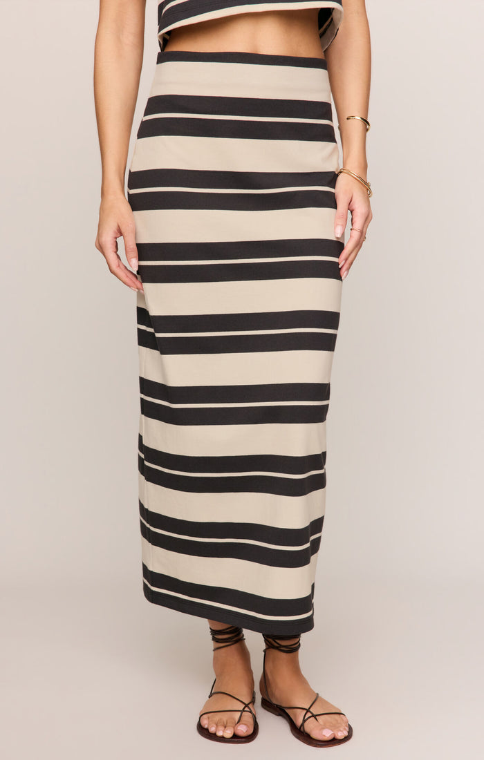 Z Supply Gail Striped Jersey Midi Skirt – Cotton Stripe Midi Skirt