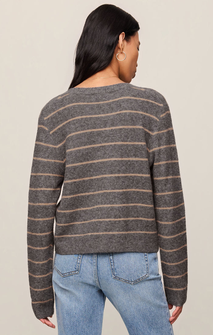 Z Supply Medina Stripe Cardigan - Charcoal Heather